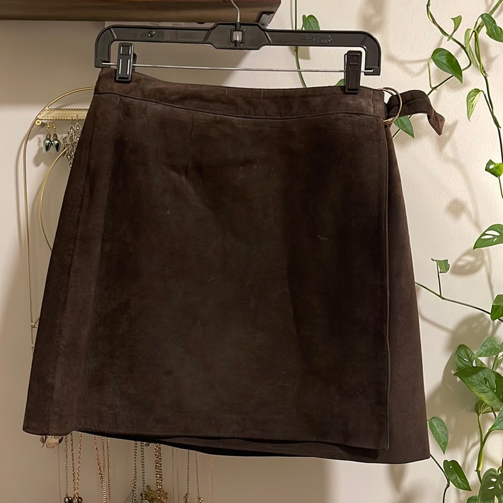 Ann Taylor Brown Seude Skirt Size 12